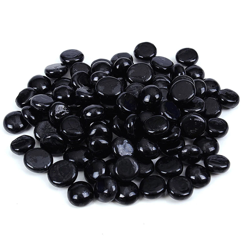 Black Reflective Tempered Fire Glass Beads