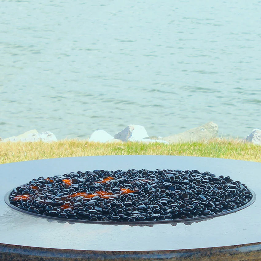 Black Reflective Tempered Fire Glass Beads