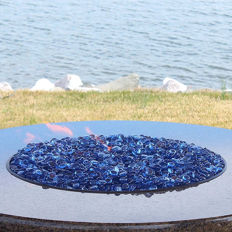 Reflective Fire Glass Beads Blend - Light Blue and Dark Blue