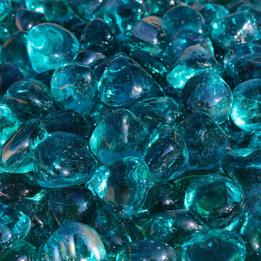 Aqua Reflective Fire Glass Diamonds
