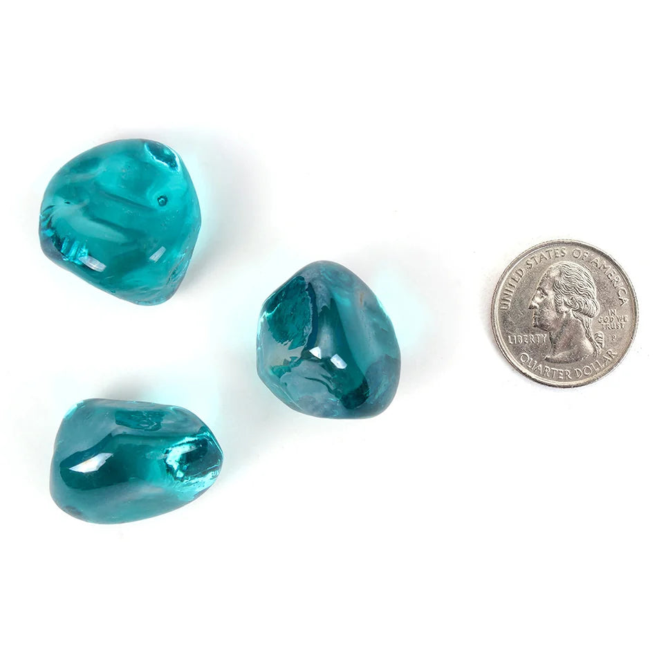 Aqua Reflective Fire Glass Diamonds