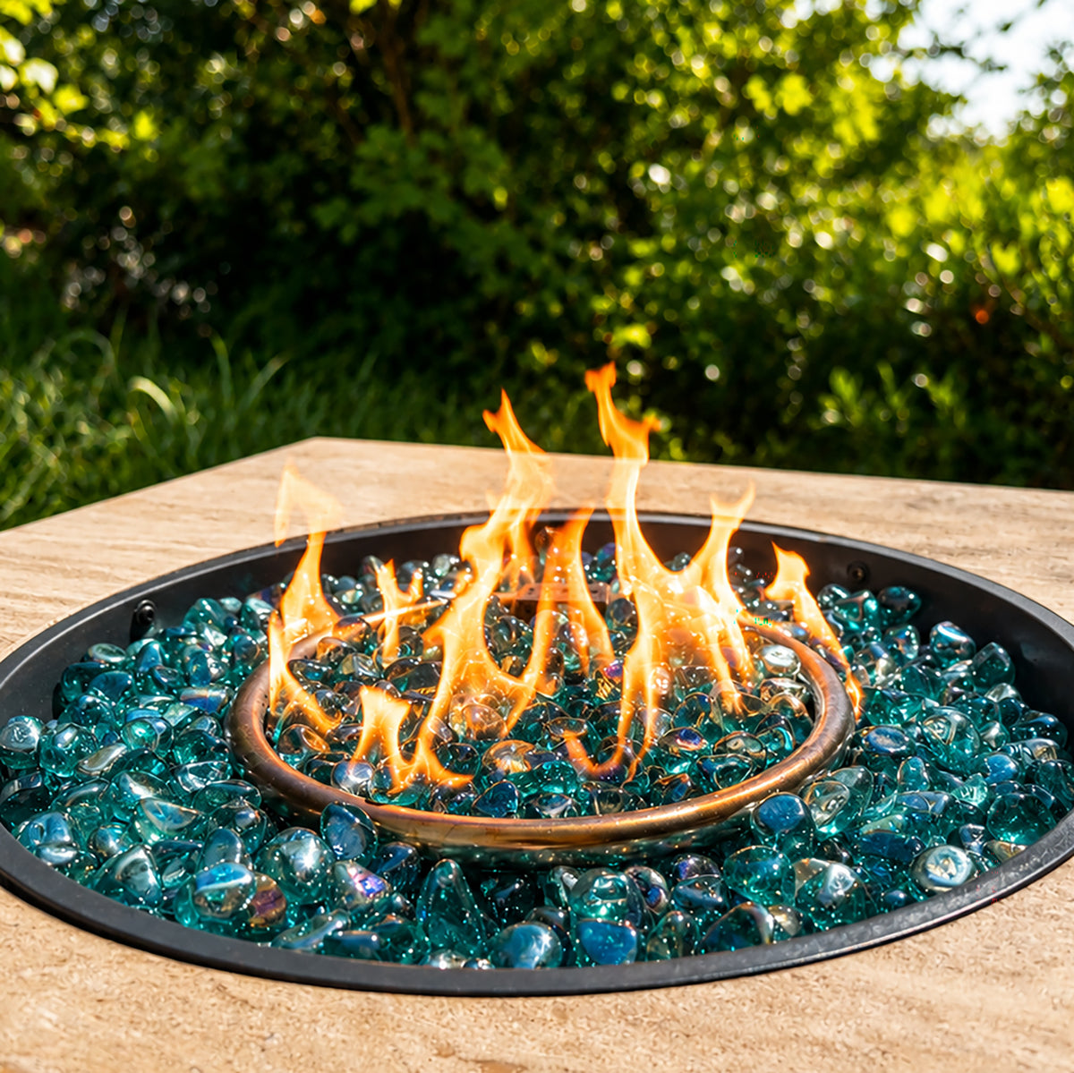 Aqua Reflective Fire Glass Diamonds