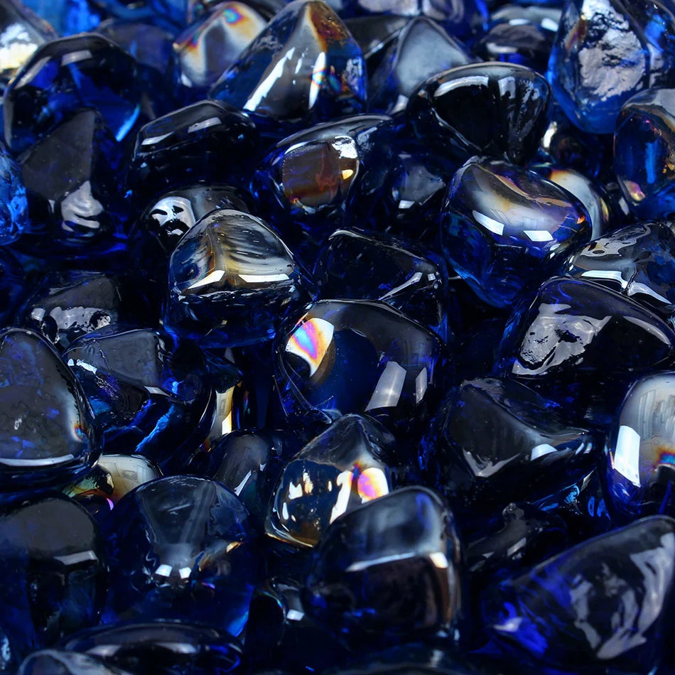 Dark Blue Reflective Fire Glass Diamonds