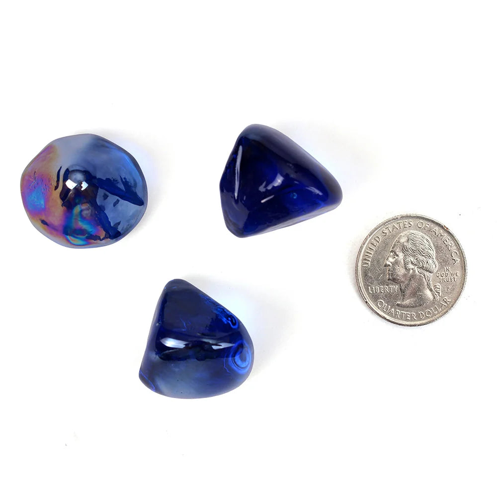 Dark Blue Reflective Fire Glass Diamonds
