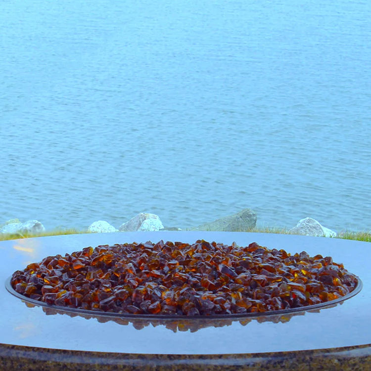 Amber Non-Reflective Tempered Fire Glass