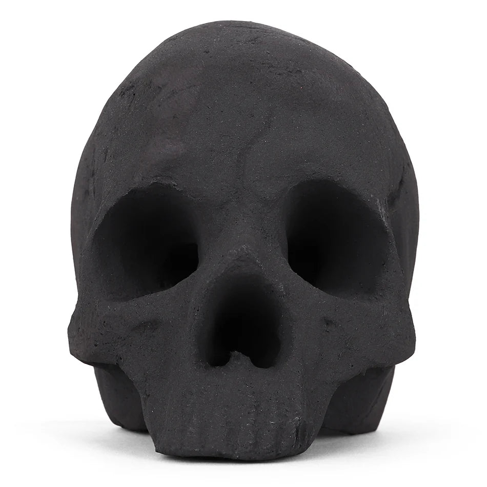 Ceramic Fire Skull - Black - Medium