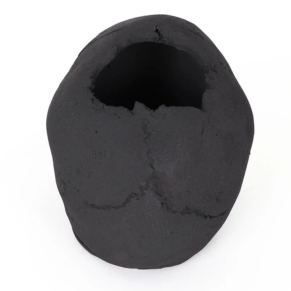 Ceramic Fire Skull - Black - Medium