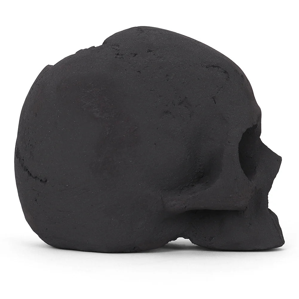 Ceramic Fire Skull - Black - Medium
