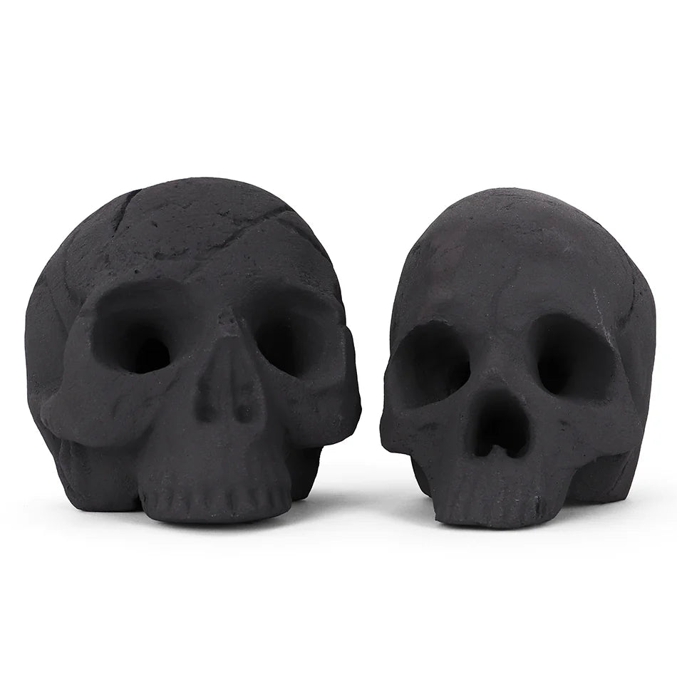 Ceramic Fire Skull - Black - Medium