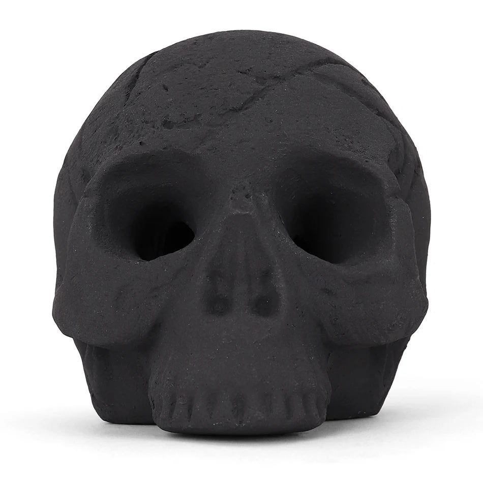 Ceramic Fire Skull - Black - Large