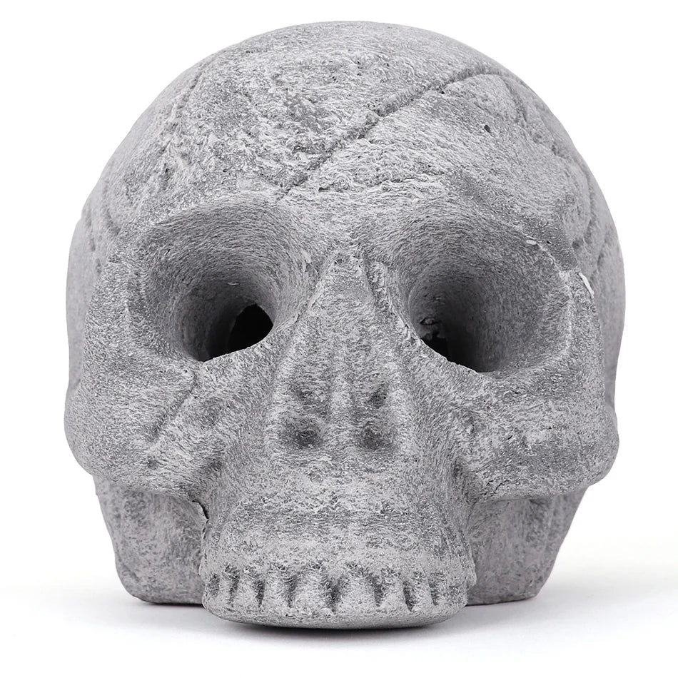 Ceramic Fire Skull - Grey - Large