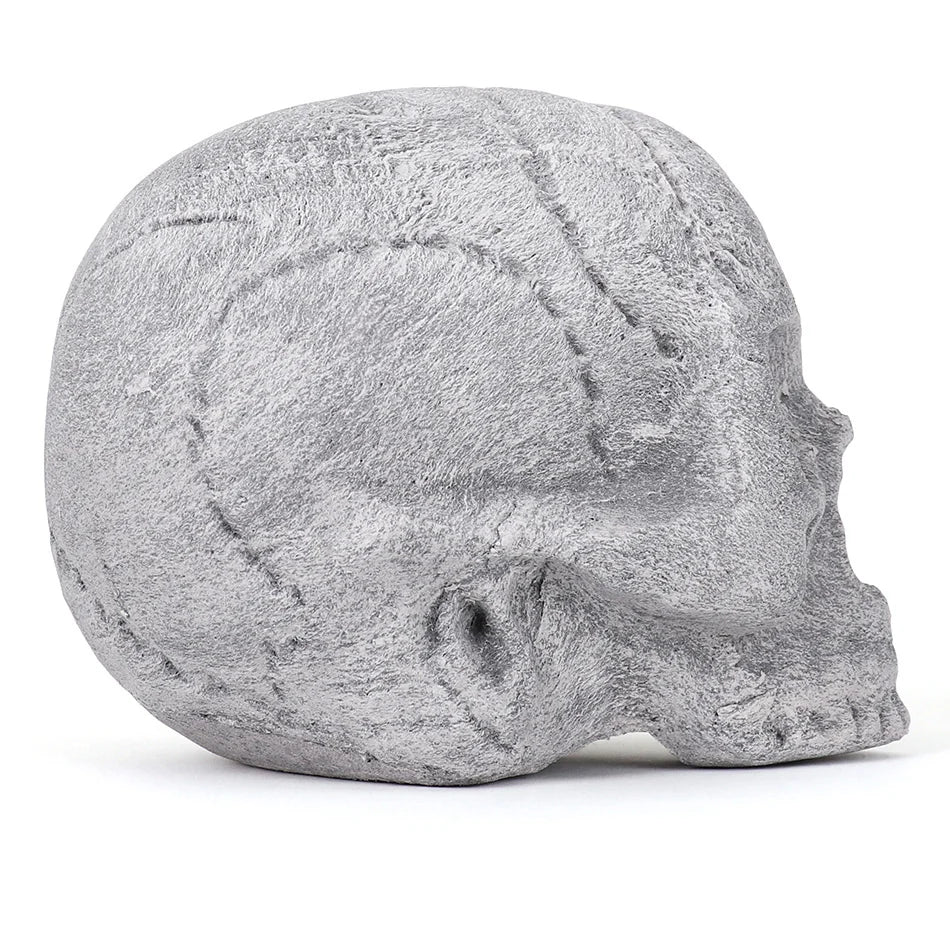 Ceramic Fire Skull - Grey - Large