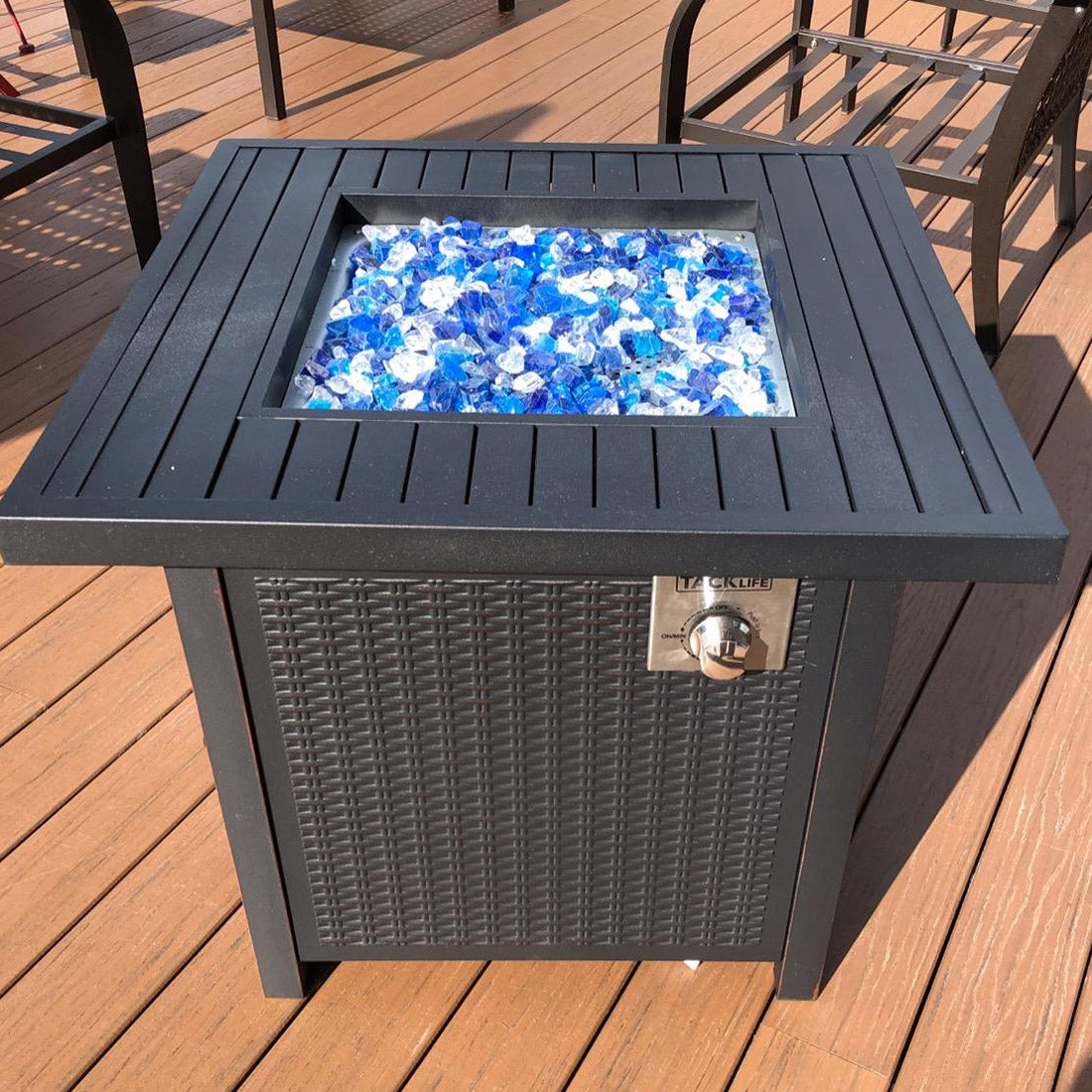 Light Blue Non-Reflective Tempered Fire Glass