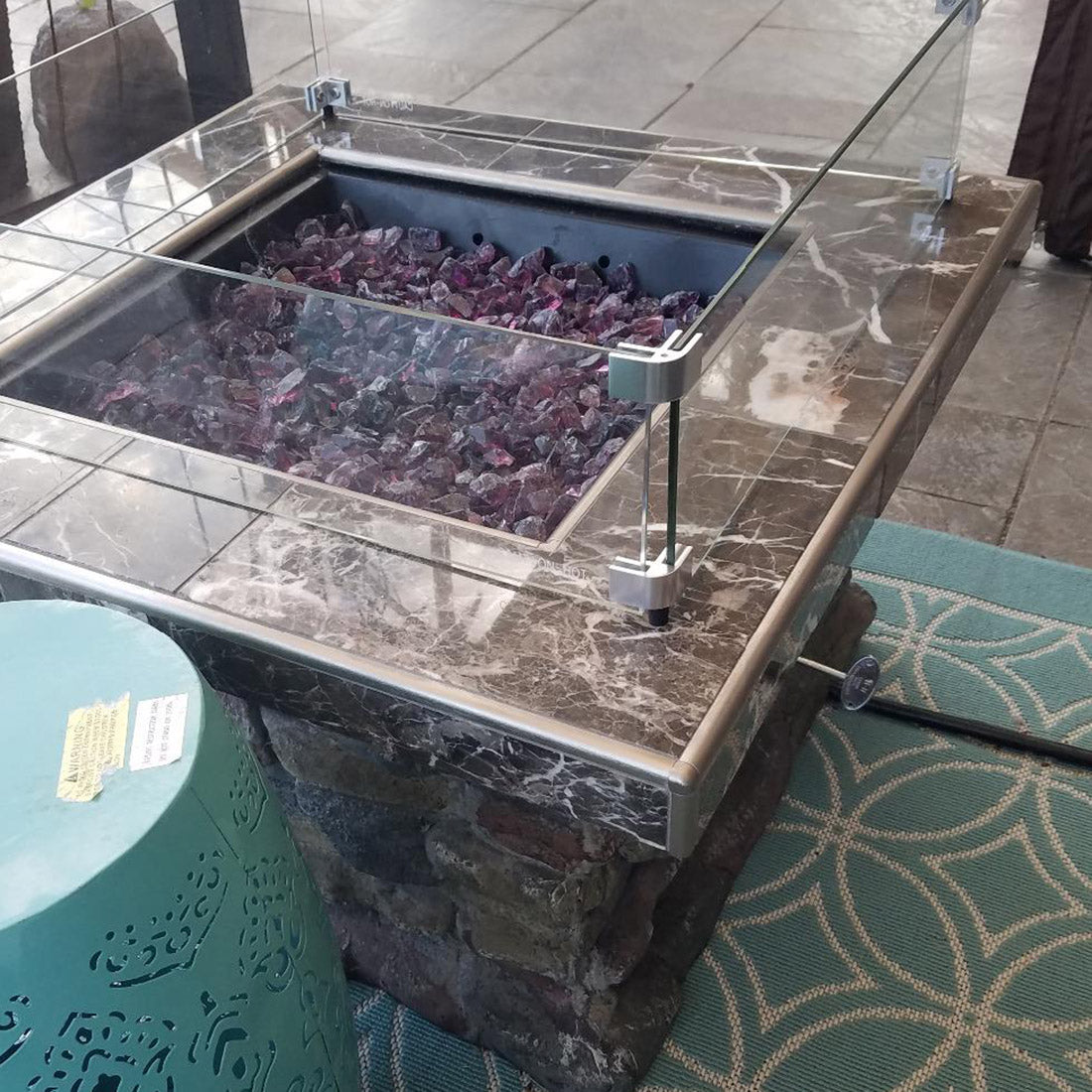 Purple Non-Reflective Tempered Fire Glass