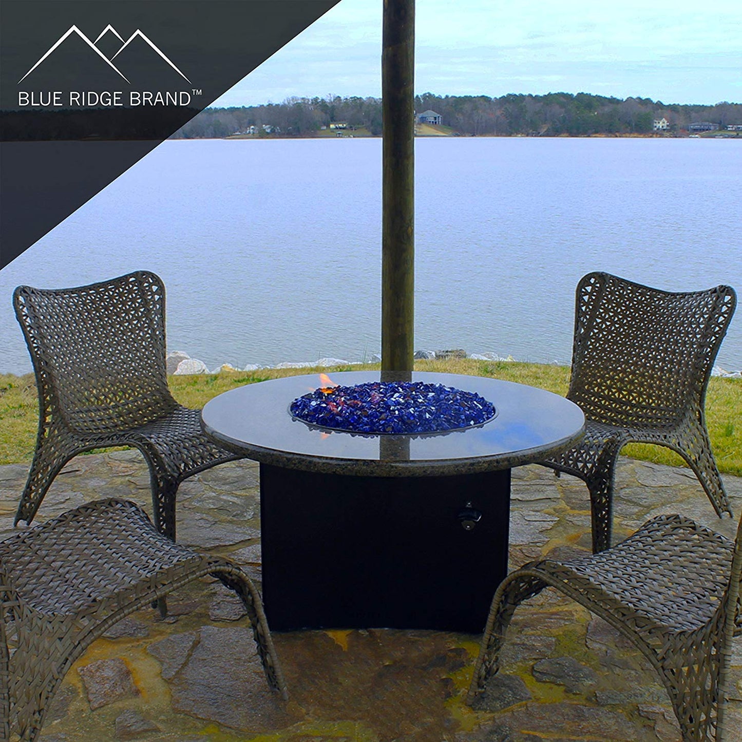 Cobalt Blue Reflective Tempered Fire Glass