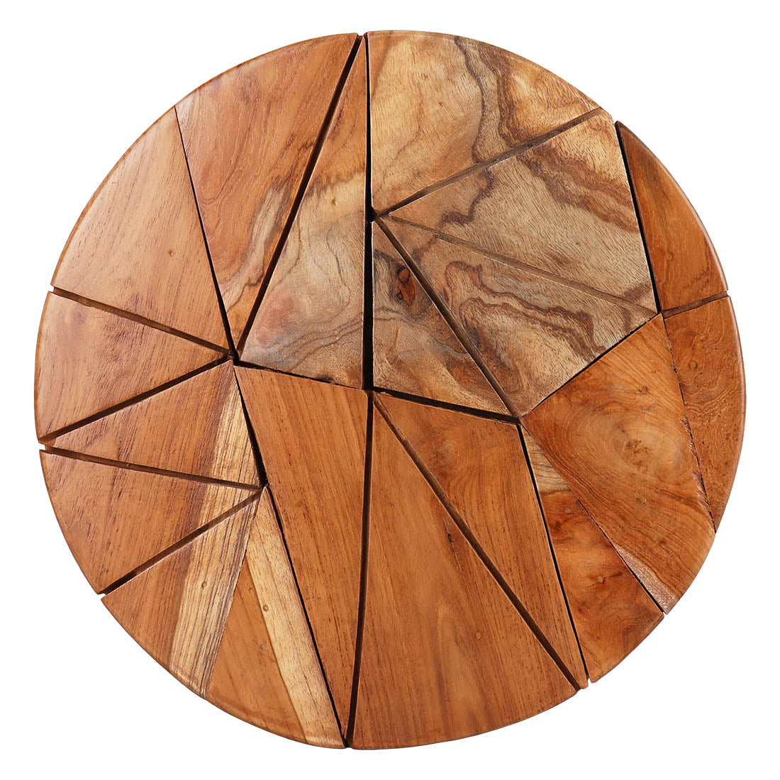 Teak Puzzle Stool - Round