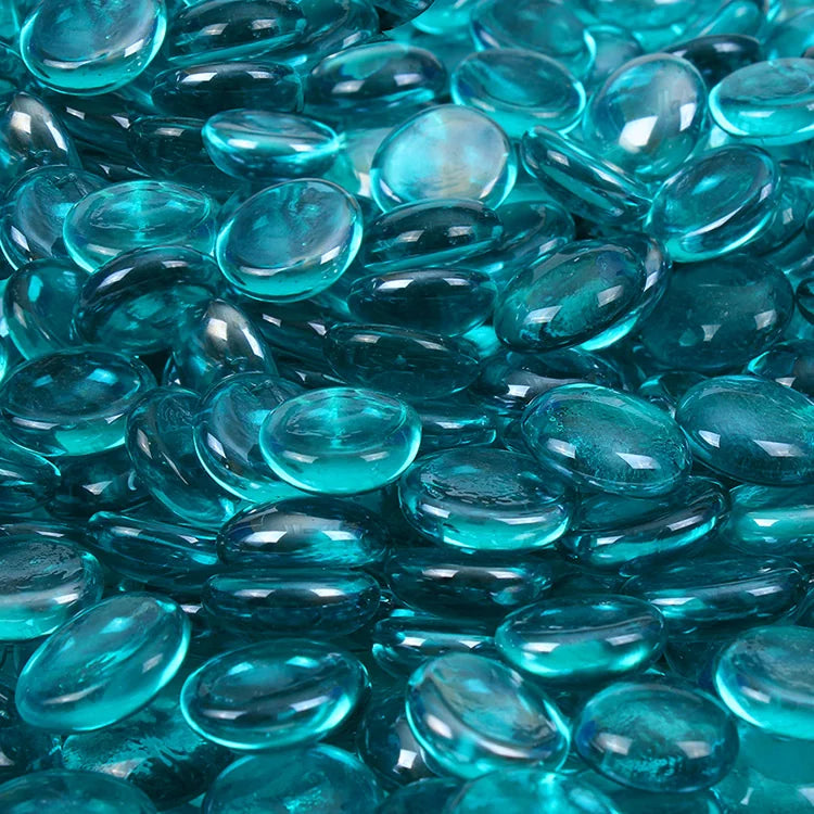 Aqua Blue Reflective Tempered Fire Glass Beads