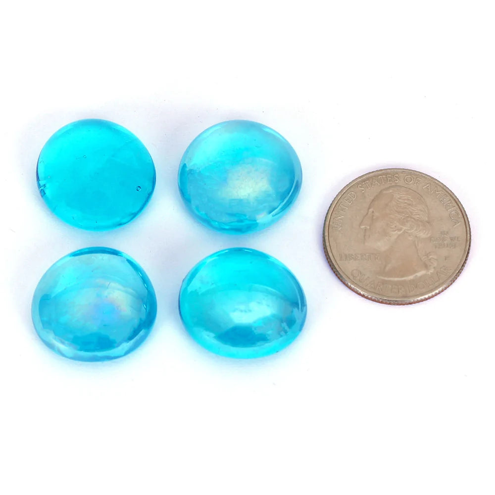 Aqua Blue Reflective Tempered Fire Glass Beads