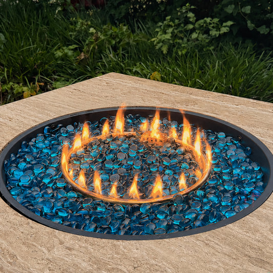 Aqua Blue Reflective Tempered Fire Glass Beads