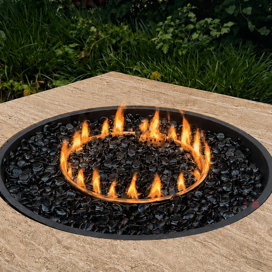 Black Reflective Tempered Fire Glass Beads