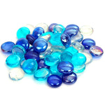 Reflective Tempered Fire Glass Bead Blend - Aqua Blue, Dark Blue, Clear