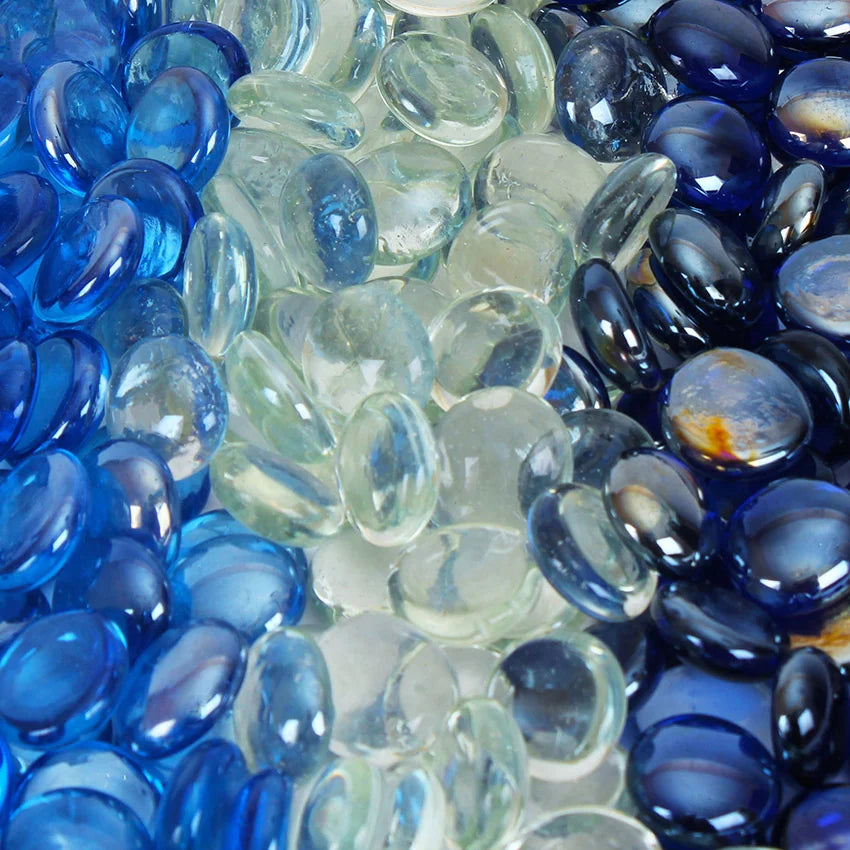 Reflective Fire Glass Bead Blend - Clear, Dark Blue, Light Blue