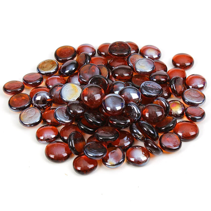 Dark Amber Reflective Tempered Fire Glass Beads