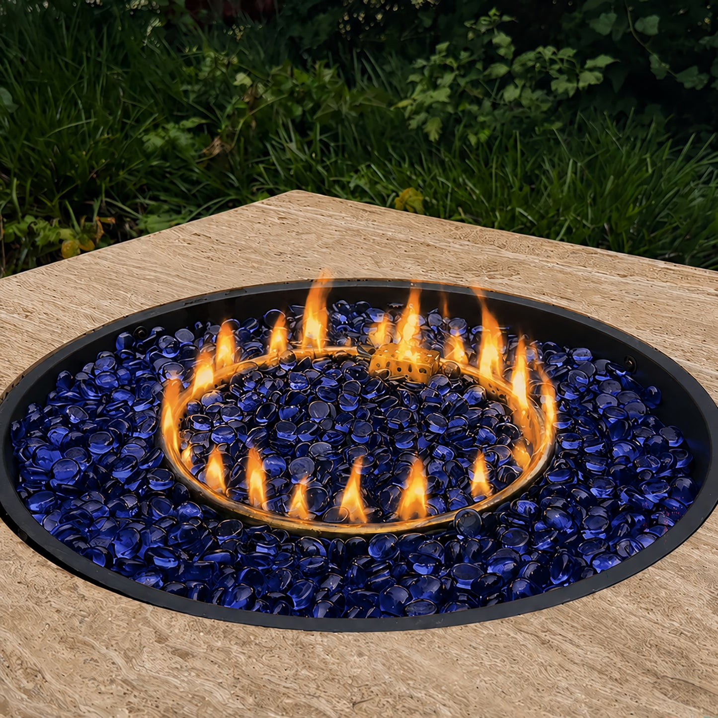Dark Blue Reflective Fire Glass Beads