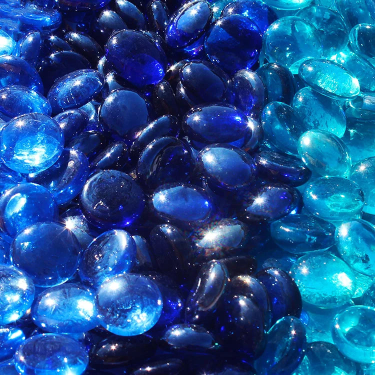 Blue Reflective Fire Glass Bead Blend - Aqua Blue, Dark Blue, Light Blue