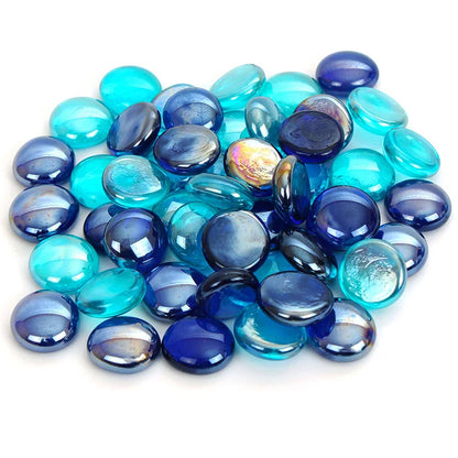 Blue Reflective Fire Glass Bead Blend - Aqua Blue, Dark Blue, Light Blue