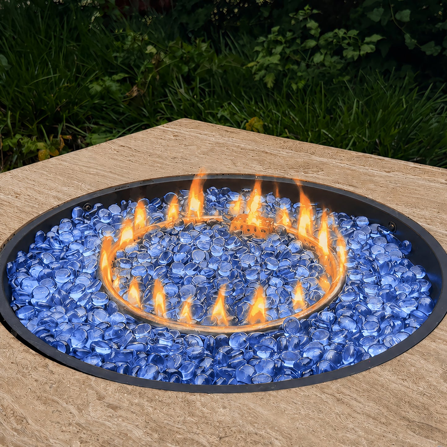 Light Blue Reflective Fire Glass Beads