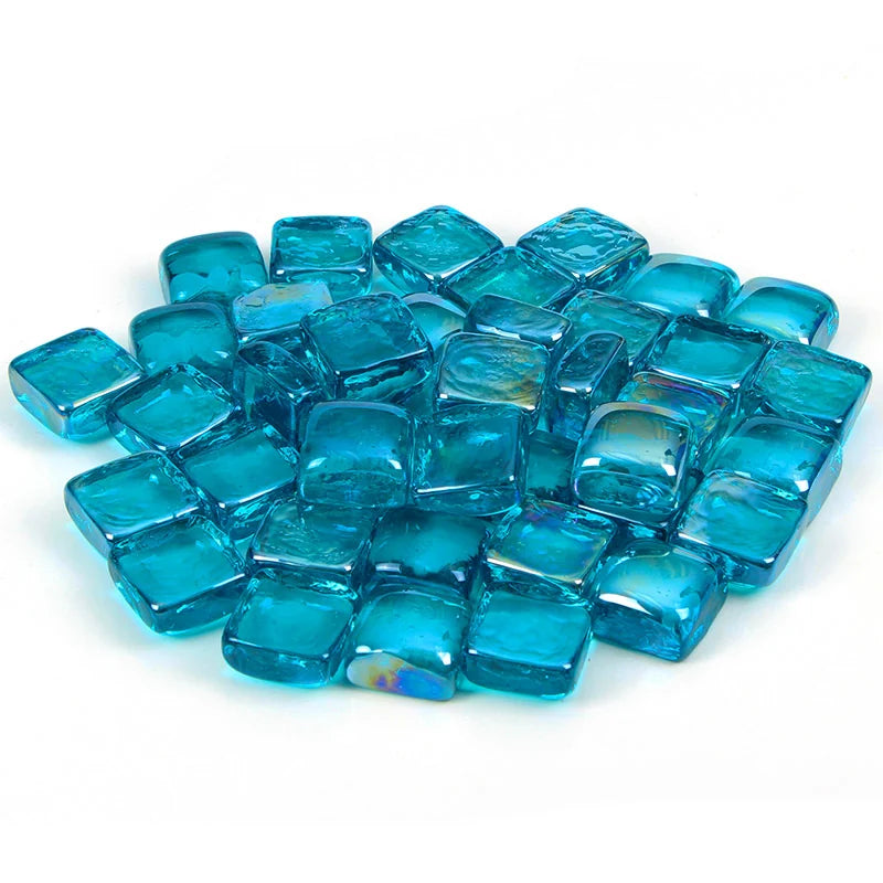 Aqua Blue Reflective Fire Glass Cubes