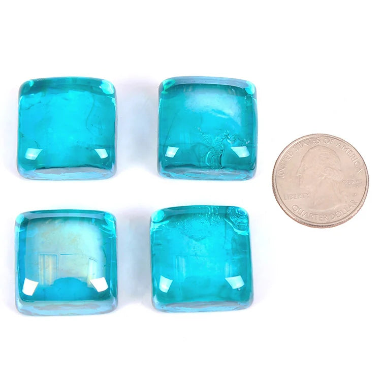 Aqua Blue Reflective Fire Glass Cubes