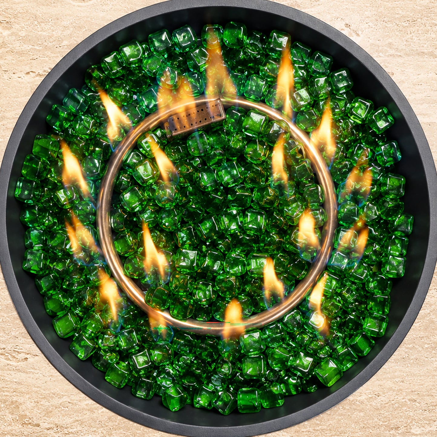 Green Reflective Fire Glass Cubes