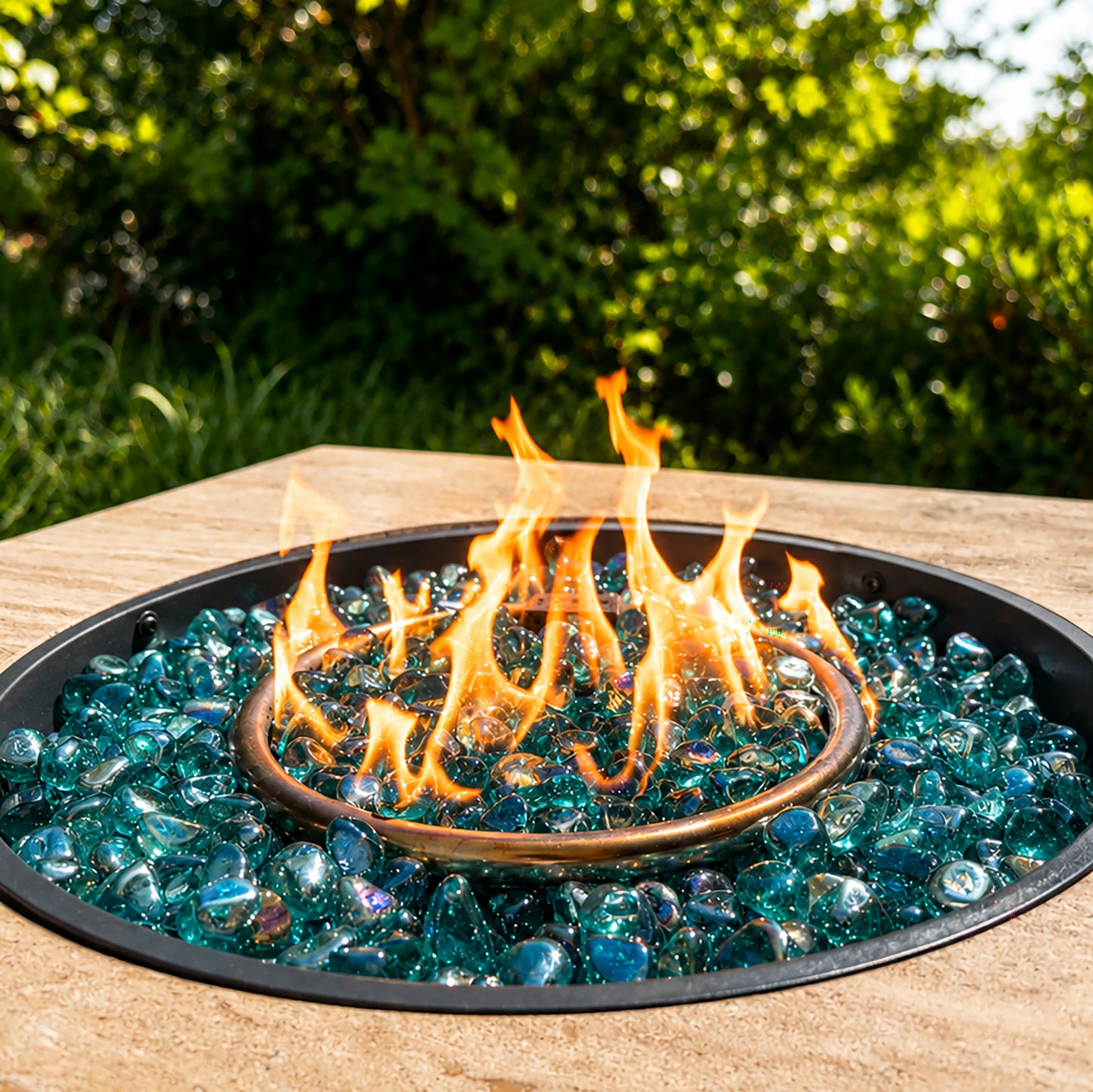 Aqua Reflective Fire Glass Diamonds
