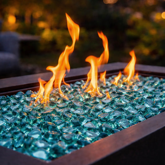 Aqua Reflective Fire Glass Diamonds