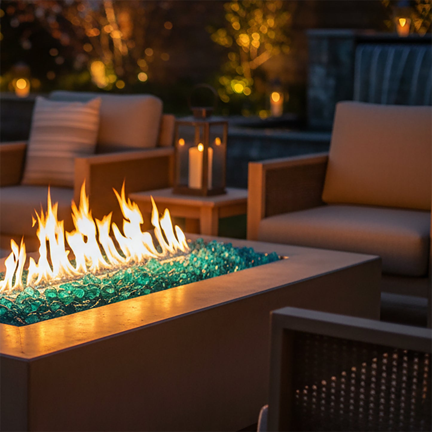 Aqua Reflective Fire Glass Diamonds