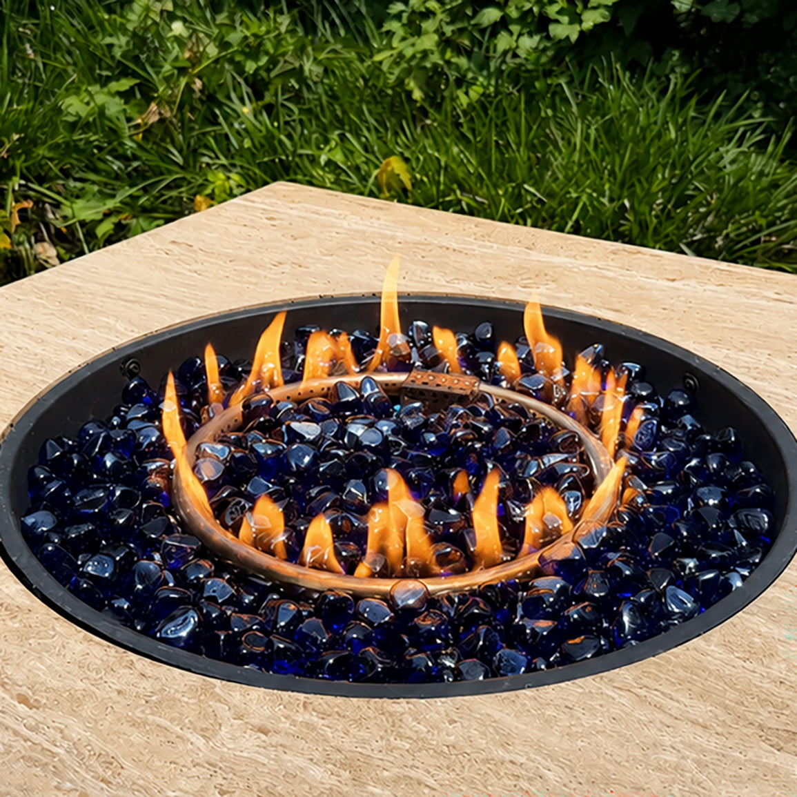 Dark Blue Reflective Fire Glass Diamonds