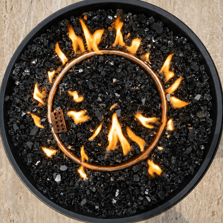 Black Reflective Tempered Fire Glass