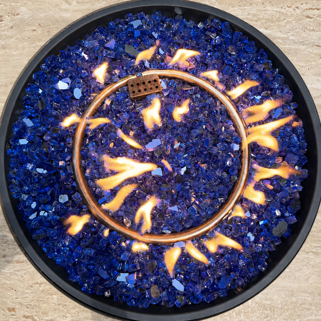 Cobalt Blue Reflective Tempered Fire Glass