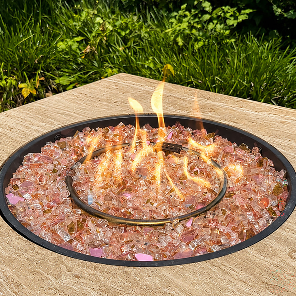 Rose Reflective Fire Pit Glass