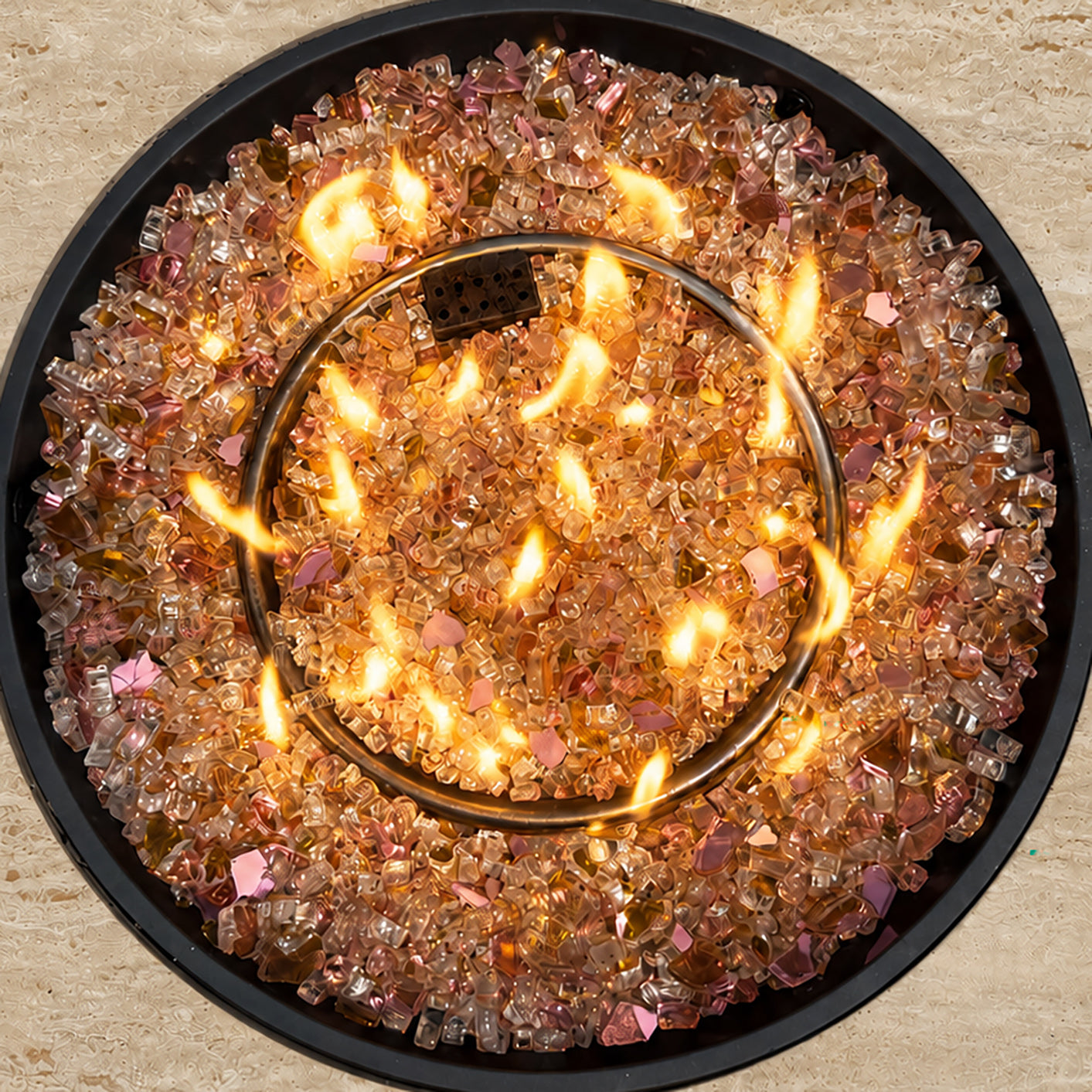 Rose Reflective Fire Pit Glass