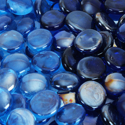 Reflective Fire Glass Beads Blend - Light Blue and Dark Blue