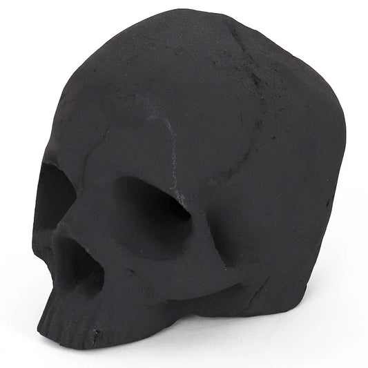 Ceramic Fire Skull - Black - Medium