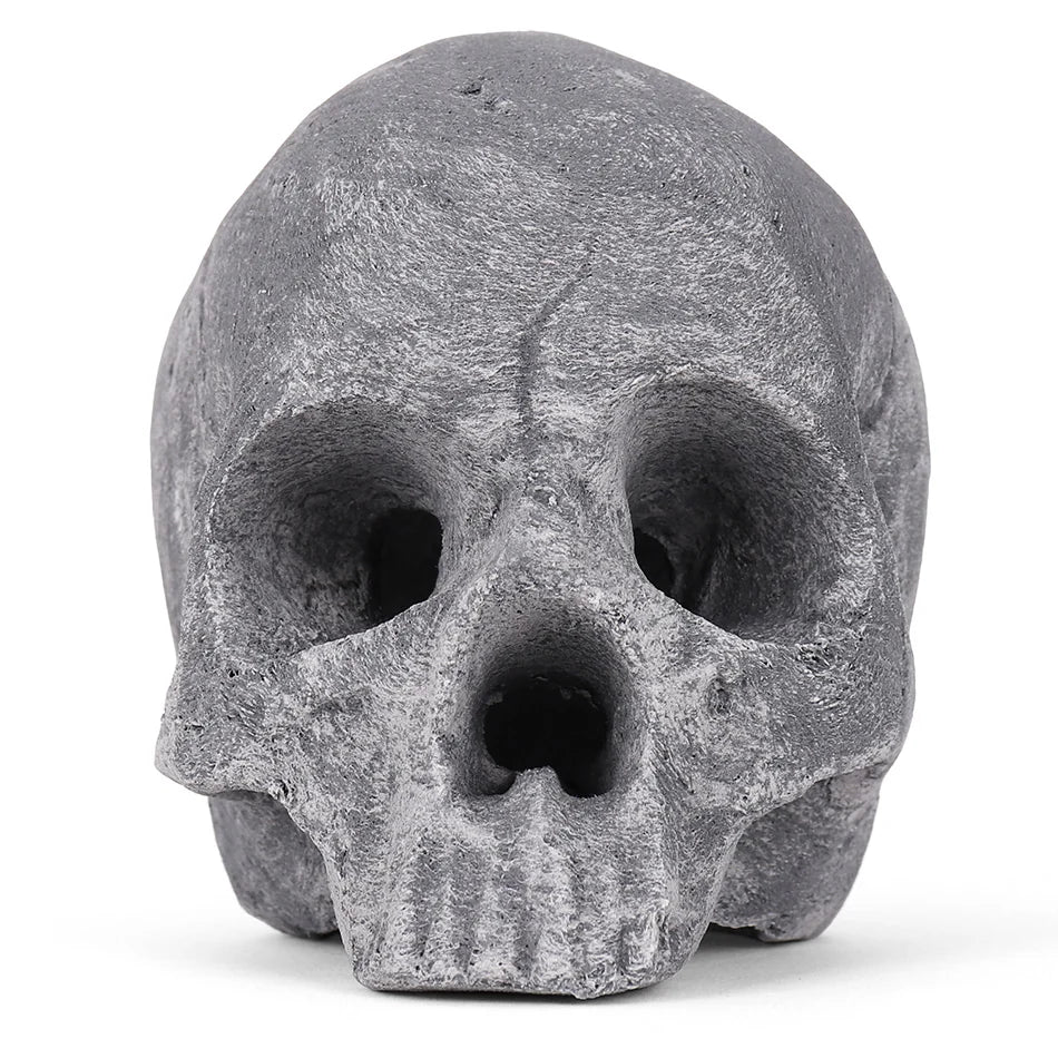 Ceramic Fire Skull - Grey - Medium