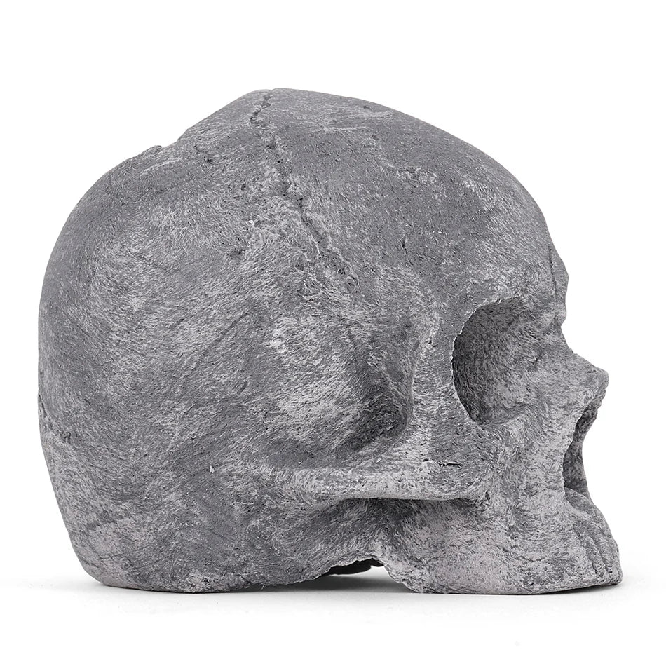 Ceramic Fire Skull - Grey - Medium