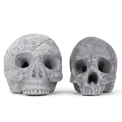 Ceramic Fire Skull - Grey - Medium