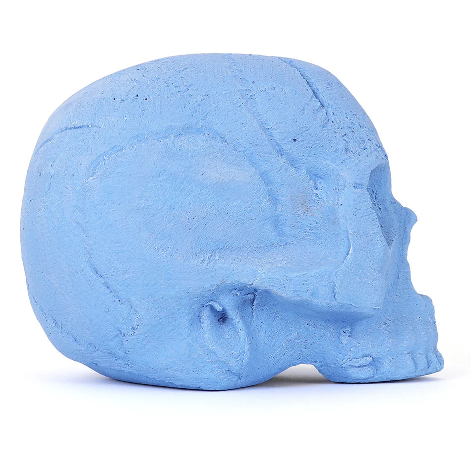 Ceramic Fire Skull - Blue - Large