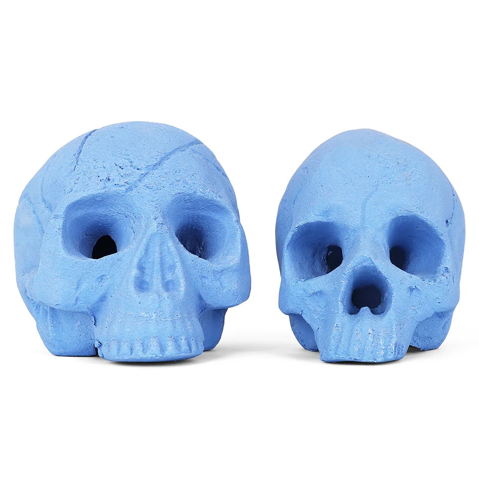 Ceramic Fire Skull - Blue - Large