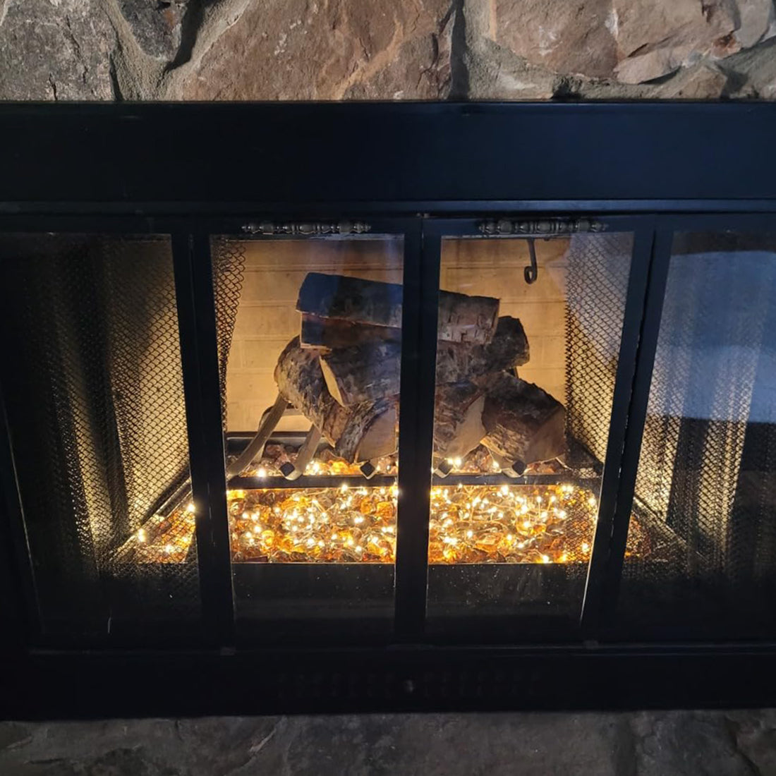 Light Amber Non-Reflective Tempered Fire Glass